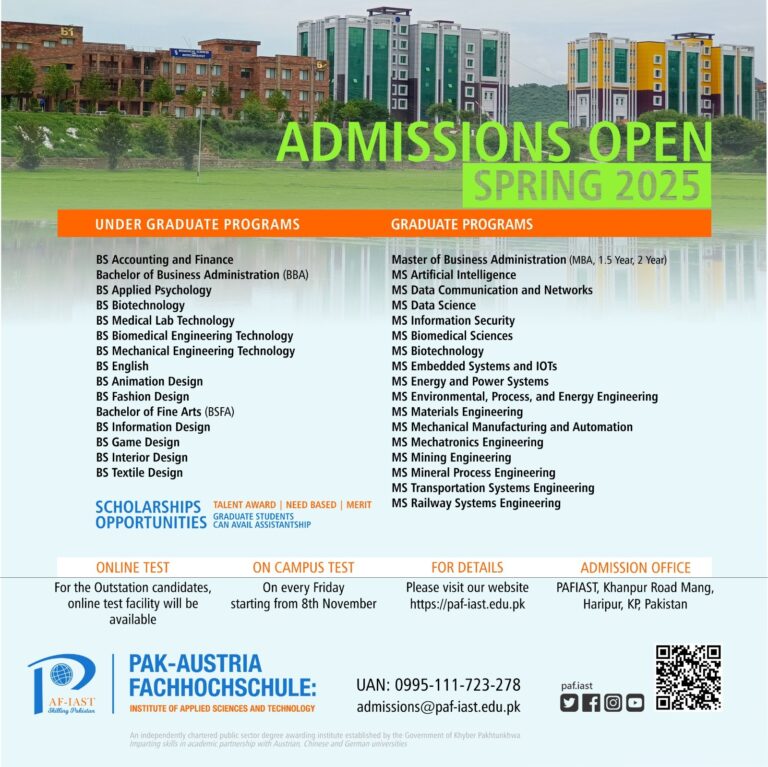 Pak-Austria Fachhochschule: Institute of Applied Sciences and Technology (PAF-IAST), Haripur